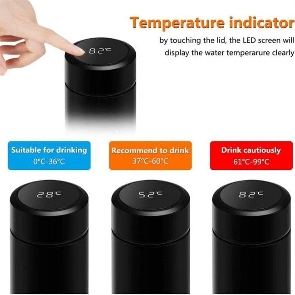 Stainless Steel Thermos Bottle with Digital Temperature Display